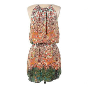 💚 WANDERLUX Evert 100% Rayon Multi Color Green Casual Dress NWT Small